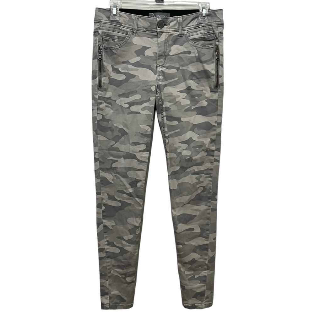 Wit & Wisdom Ab Solution Camo Print Jegging Jean in Sandstone Gray SZ 4